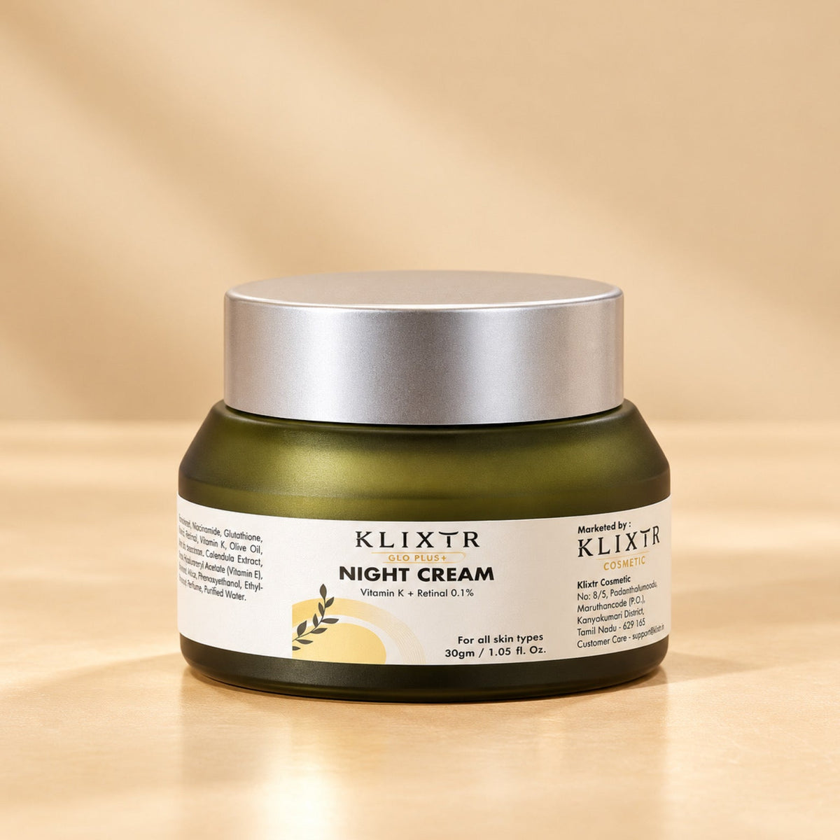 Klixtr Glo Plus+ Brightening Night Cream with Vitamin K + Retinal: Night Care for Brighter, Fresher Skin