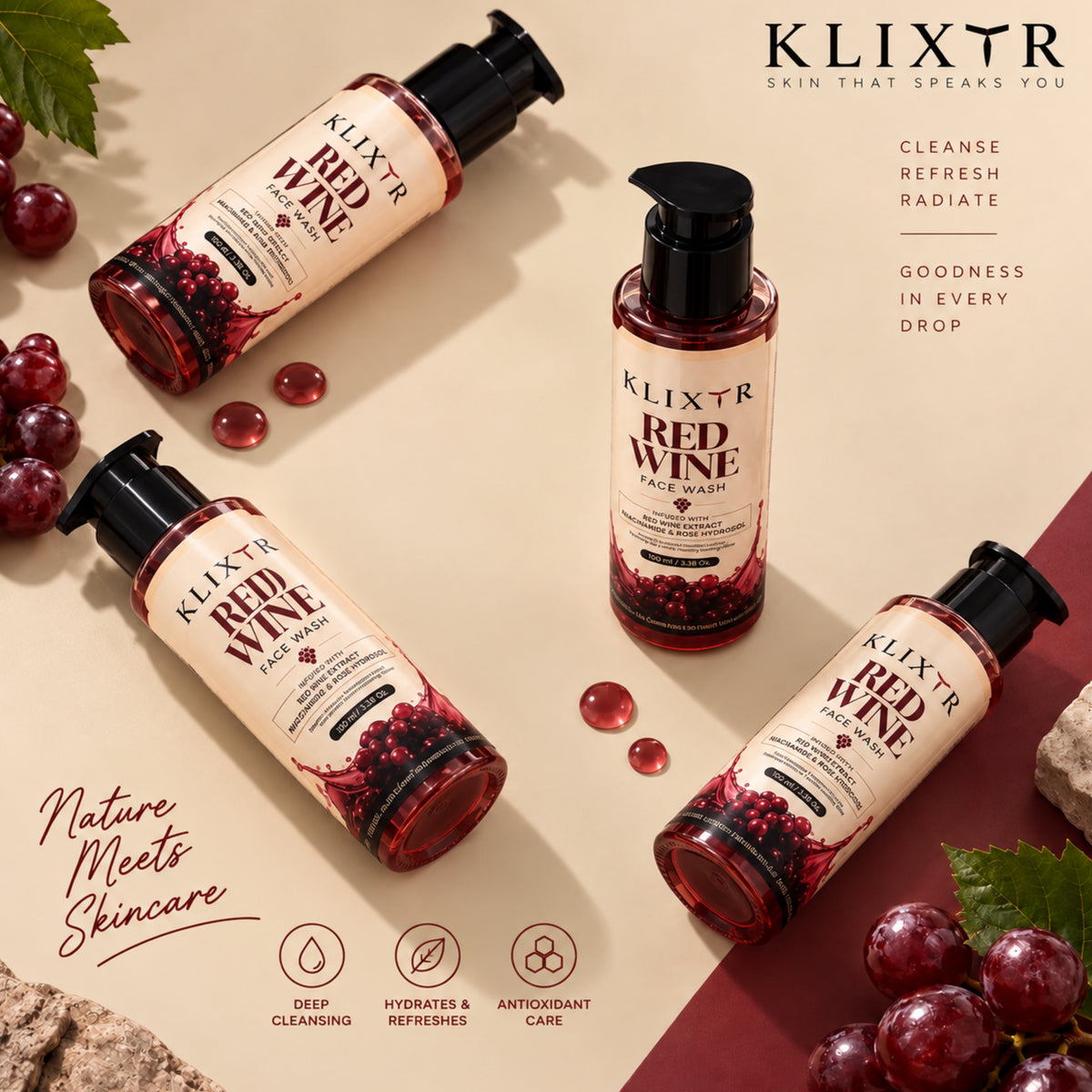 Klixtr Red Wine Natural Glow Purifying Face Wash – 100 ML