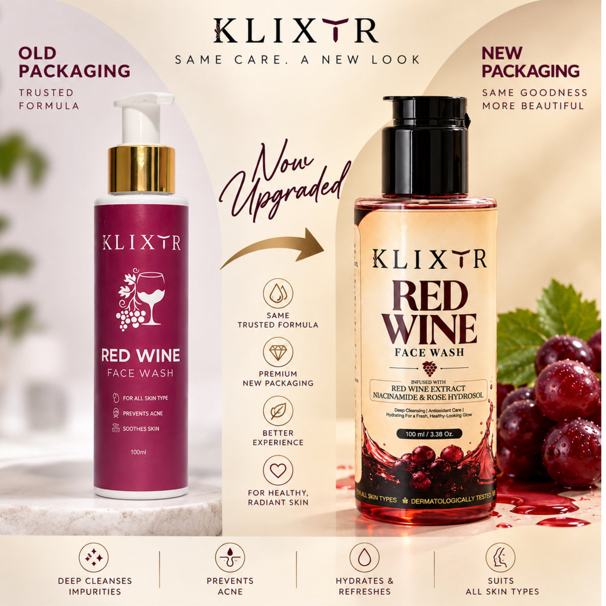 Klixtr Red Wine Natural Glow Purifying Face Wash – 100 ML