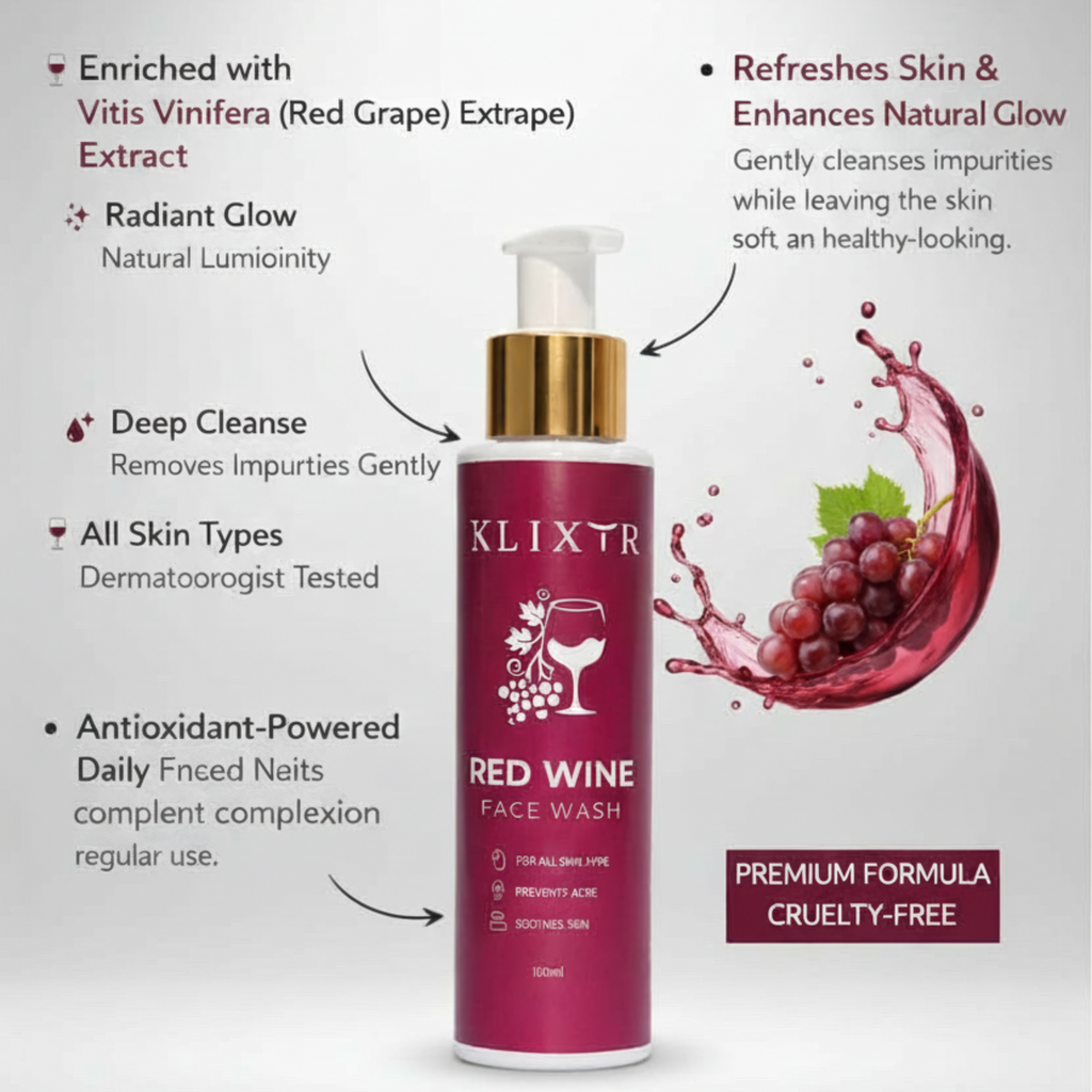 Klixtr Red Wine Natural Glow Purifying Face Wash – 100 ML