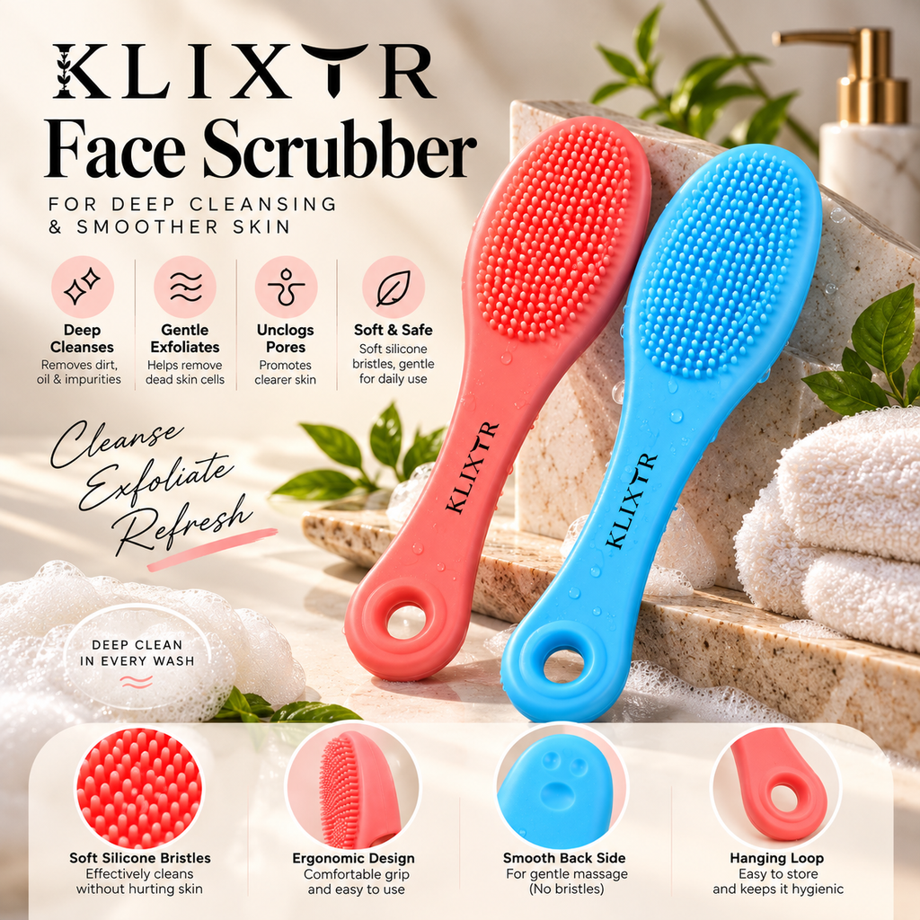 Klixtr Silicone Face Scrubber – Deep Cleansing & Gentle Exfoliating Facial Brush