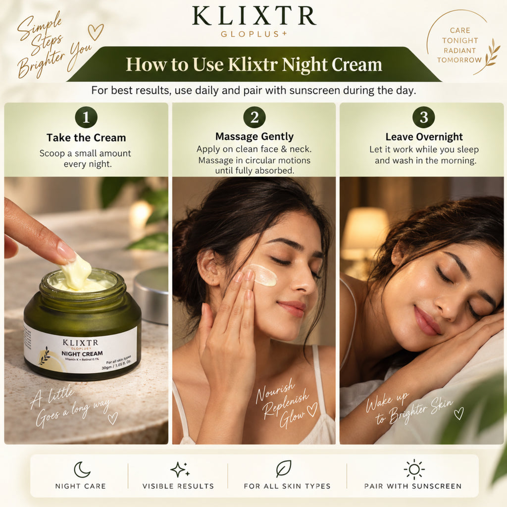 KLIXTR GLO PLUS+ Brightening Night Cream with Vitamin K + Retinal – 30g