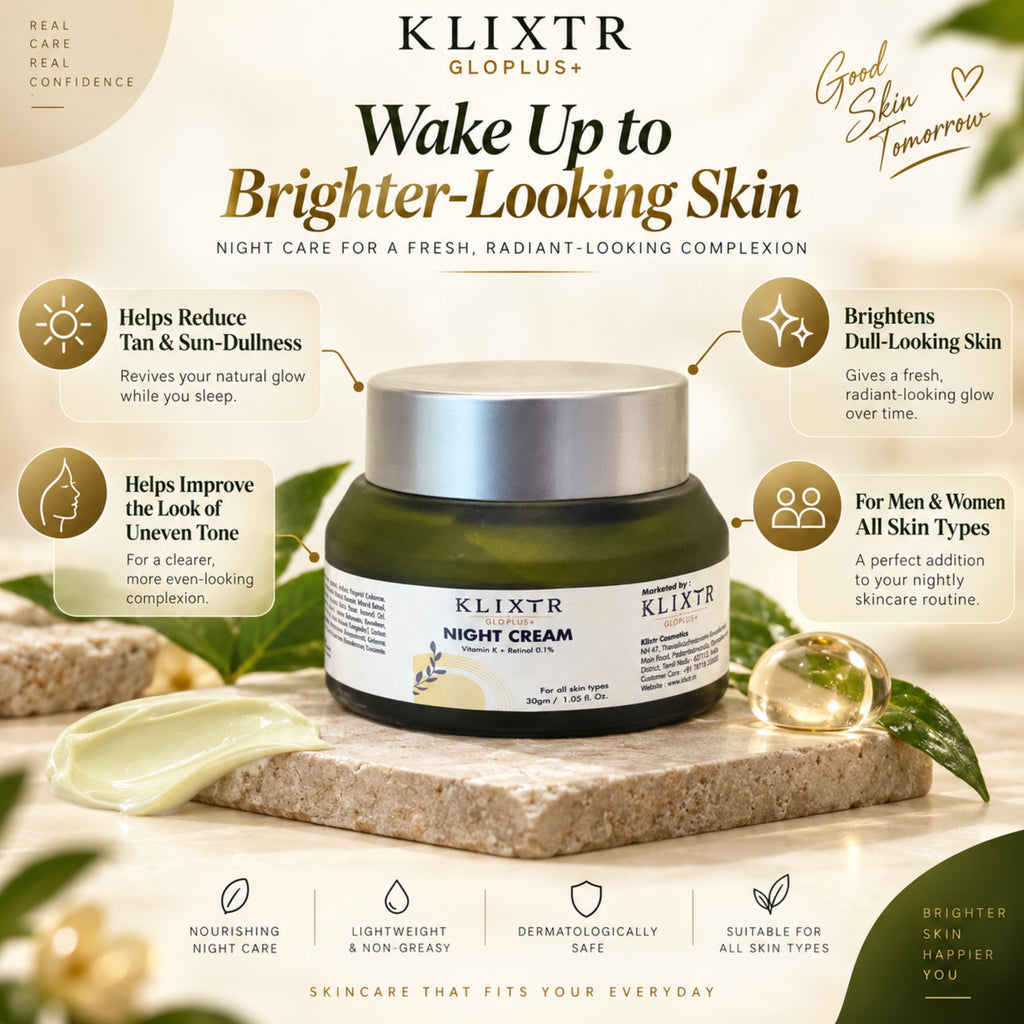 KLIXTR GLO PLUS+ Brightening Night Cream with Vitamin K + Retinal – 30g