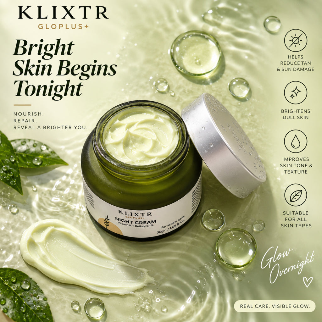 KLIXTR GLO PLUS+ Brightening Night Cream with Vitamin K + Retinal – 30g