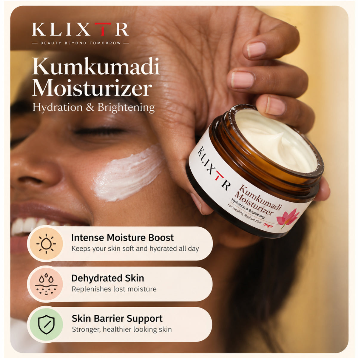 Klixtr Kumkumadi Moisturizer – Hydration & Brightening Face Moisturizer | 50g